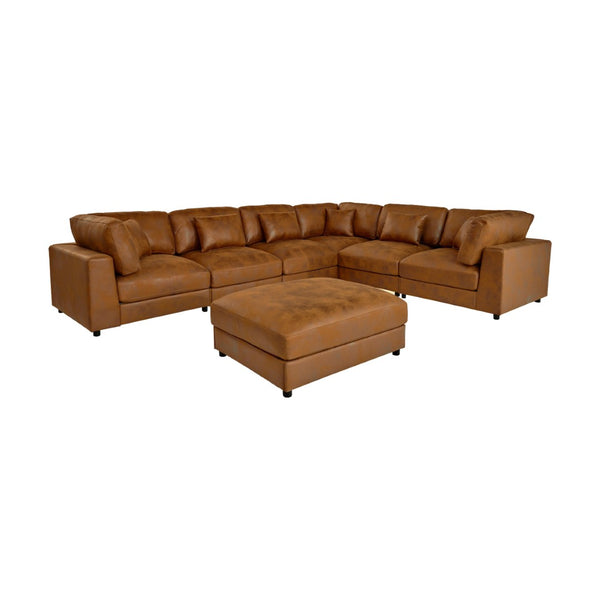 English Elm Faux Leather Modular Sectional Sofa with Removable Cushions for Modern Living B2748S00225