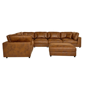 English Elm Faux Leather Modular Sectional Sofa with Removable Cushions for Modern Living B2748S00225