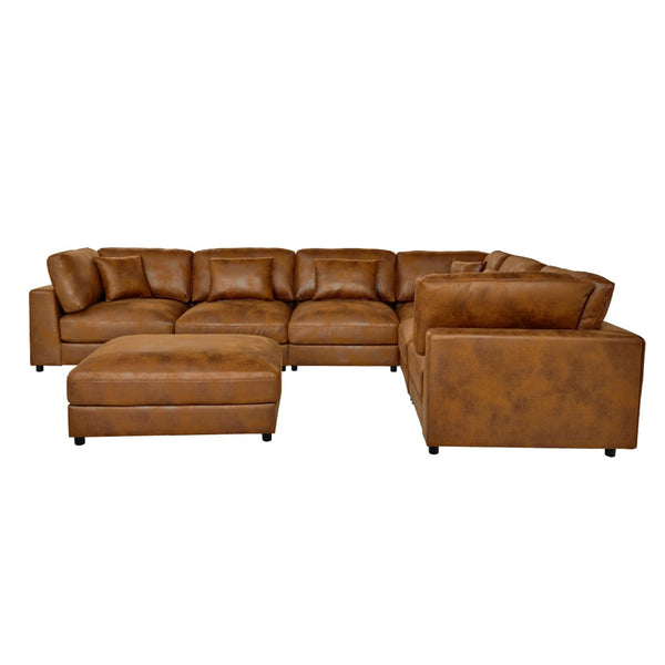 English Elm Faux Leather Modular Sectional Sofa with Removable Cushions for Modern Living B2748S00225