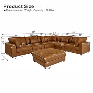 English Elm Faux Leather Modular Sectional Sofa with Removable Cushions for Modern Living B2748S00225