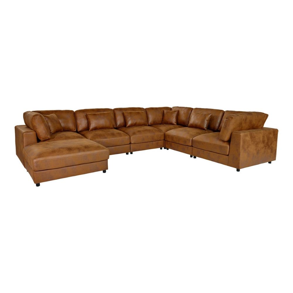 English Elm Faux Leather Modular Sectional Sofa with Removable Cushions for Modern Living B2748S00225