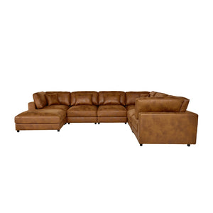 English Elm Faux Leather Modular Sectional Sofa with Removable Cushions for Modern Living B2748S00225