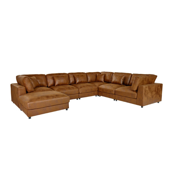 English Elm Faux Leather Modular Sectional Sofa with Removable Cushions for Modern Living B2748S00225