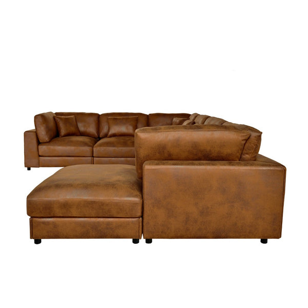 English Elm Faux Leather Modular Sectional Sofa with Removable Cushions for Modern Living B2748S00225