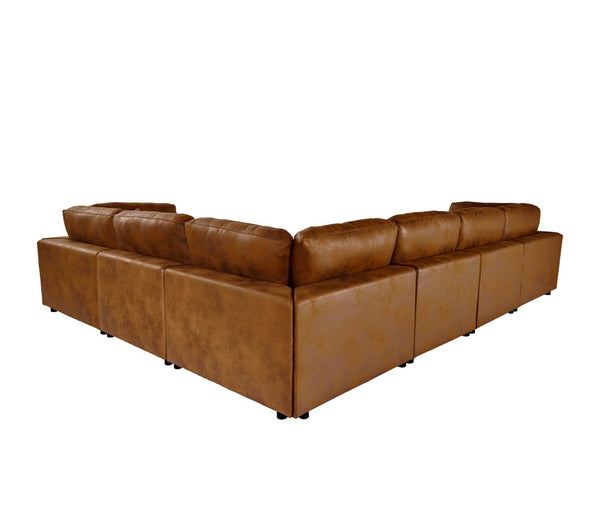 English Elm Faux Leather Modular Sectional Sofa with Removable Cushions for Modern Living B2748S00225