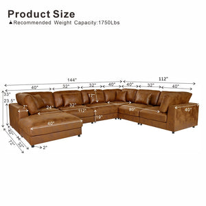 English Elm Faux Leather Modular Sectional Sofa with Removable Cushions for Modern Living B2748S00225