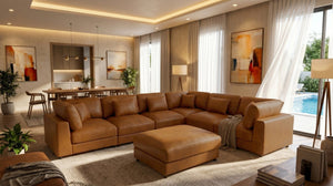 English Elm Faux Leather Modular Sectional Sofa with Removable Cushions for Modern Living B2748S00225