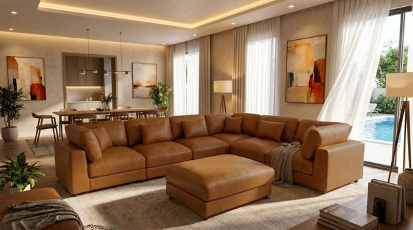 English Elm Faux Leather Modular Sectional Sofa with Removable Cushions for Modern Living B2748S00225