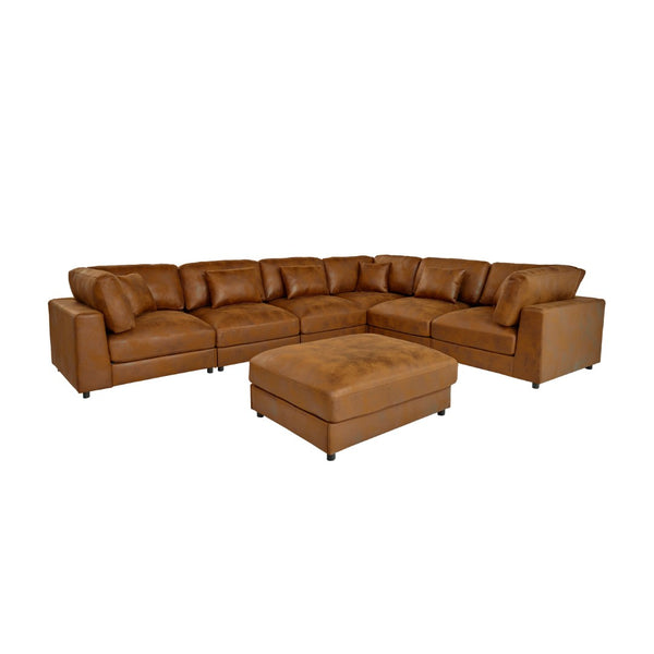 English Elm Faux Leather Modular Sectional Sofa with Removable Cushions for Modern Living B2748S00225