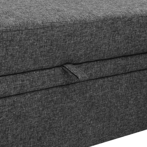 English Elm 76.5 Inch Linen Blend Sleeper Sectional with Tufted Cushions and Reversible Chaise Storage B2748S00226