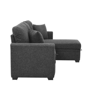 English Elm 76.5 Inch Linen Blend Sleeper Sectional with Tufted Cushions and Reversible Chaise Storage B2748S00226