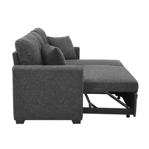 English Elm 76.5 Inch Linen Blend Sleeper Sectional with Tufted Cushions and Reversible Chaise Storage B2748S00226