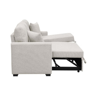 English Elm 76.5 Inch Tufted Linen Blend Sleeper Sectional with Reversible Chaise and Hidden Storage B2748S00227