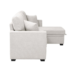 English Elm 76.5 Inch Tufted Linen Blend Sleeper Sectional with Reversible Chaise and Hidden Storage B2748S00227