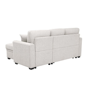 English Elm 76.5 Inch Tufted Linen Blend Sleeper Sectional with Reversible Chaise and Hidden Storage B2748S00227