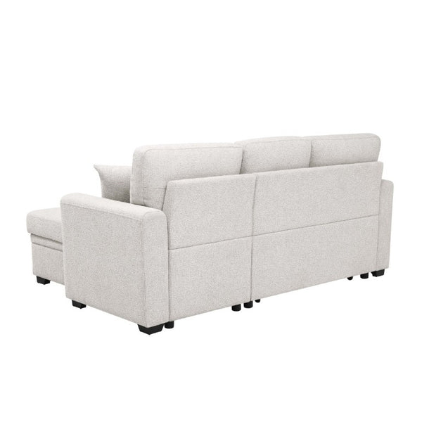 English Elm 76.5 Inch Tufted Linen Blend Sleeper Sectional with Reversible Chaise and Hidden Storage B2748S00227