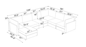 English Elm Corduroy Ribbed Modular Sectional with Reversible Chaise for Modern Living Rooms Dark Gray B2748S00228