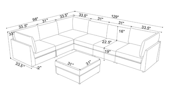 English Elm Corduroy Ribbed Modular Sectional with Reversible Chaise for Modern Living Rooms Dark Gray B2748S00228