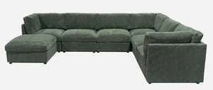 English Elm Corduroy Ribbed Modular Sectional with Reversible Chaise for Modern Living Rooms Dark Green B2748S00229