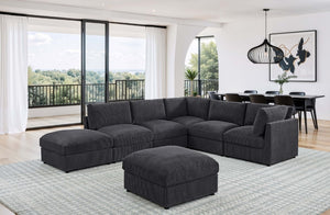 English Elm Corduroy Reversible Modular Sectional with Ribbed Texture for Modern Living Rooms Dark Gray B2748S00230
