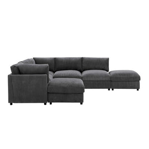 English Elm Corduroy Reversible Modular Sectional with Ribbed Texture for Modern Living Rooms Dark Gray B2748S00230