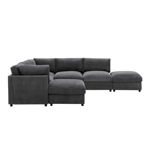 English Elm Corduroy Reversible Modular Sectional with Ribbed Texture for Modern Living Rooms Dark Gray B2748S00230