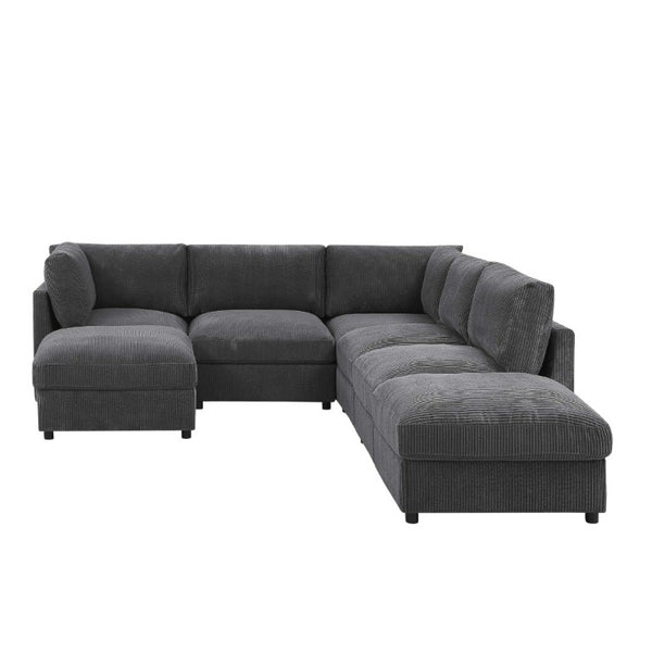 English Elm Corduroy Reversible Modular Sectional with Ribbed Texture for Modern Living Rooms Dark Gray B2748S00230