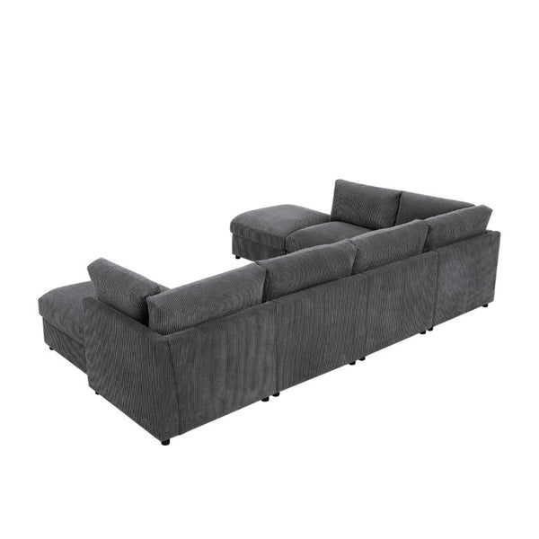 English Elm Corduroy Reversible Modular Sectional with Ribbed Texture for Modern Living Rooms Dark Gray B2748S00230