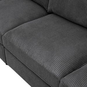 English Elm Corduroy Reversible Modular Sectional with Ribbed Texture for Modern Living Rooms Dark Gray B2748S00230