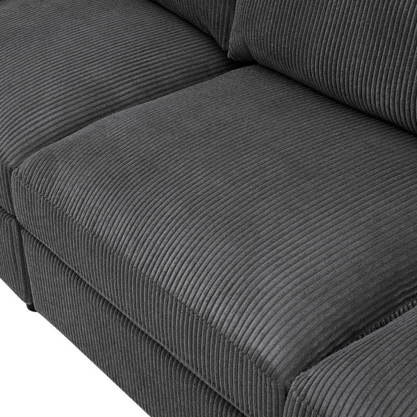 English Elm Corduroy Reversible Modular Sectional with Ribbed Texture for Modern Living Rooms Dark Gray B2748S00230