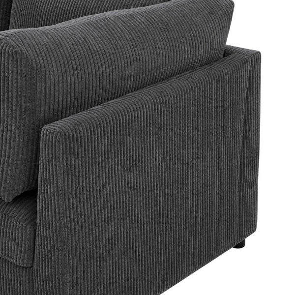 English Elm Corduroy Reversible Modular Sectional with Ribbed Texture for Modern Living Rooms Dark Gray B2748S00230