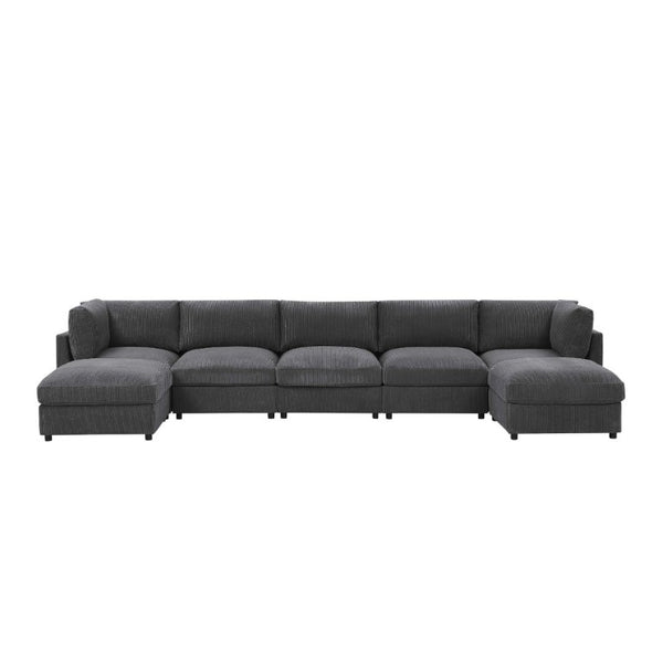 English Elm Corduroy Reversible Modular Sectional with Ribbed Texture for Modern Living Rooms Dark Gray B2748S00230