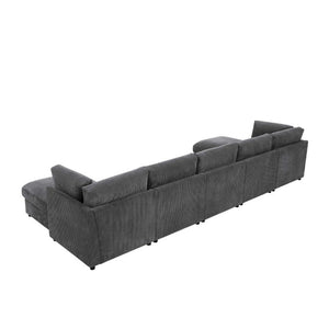 English Elm Corduroy Reversible Modular Sectional with Ribbed Texture for Modern Living Rooms Dark Gray B2748S00230
