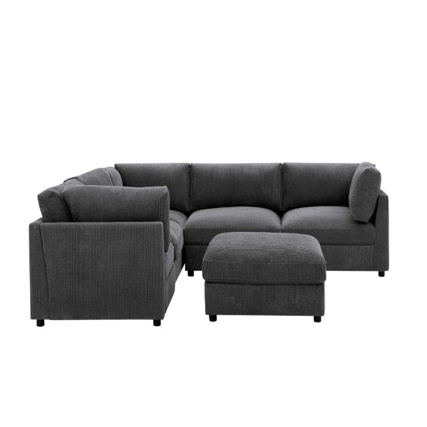 English Elm Corduroy Ribbed Modular Sectional Sofa with Reversible Chaise for Open Living Rooms Dark Gray B2748S00231