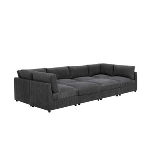 English Elm Corduroy Ribbed Modular Sectional Sofa with Reversible Chaise for Living Rooms Dark Gray B2748S00232