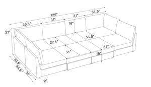 English Elm Corduroy Ribbed Modular Sectional Sofa with Reversible Chaise for Living Rooms Dark Gray B2748S00232