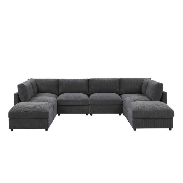 English Elm Corduroy Ribbed Modular Sectional Sofa with Reversible Chaise for Living Rooms Dark Gray B2748S00232