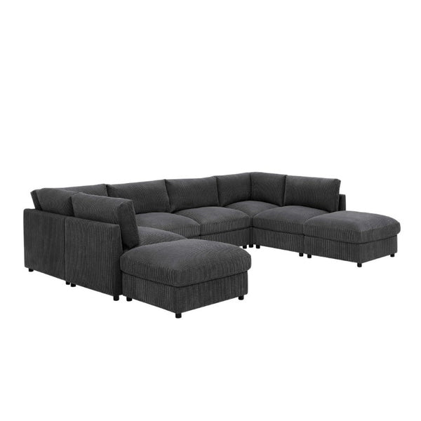 English Elm Corduroy Ribbed Modular Sectional Sofa with Reversible Chaise for Living Rooms Dark Gray B2748S00232
