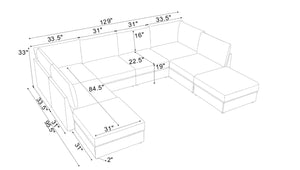 English Elm Corduroy Ribbed Modular Sectional Sofa with Reversible Chaise for Living Rooms Dark Gray B2748S00232