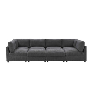 English Elm Corduroy Ribbed Modular Sectional Sofa with Reversible Chaise for Living Rooms Dark Gray B2748S00232
