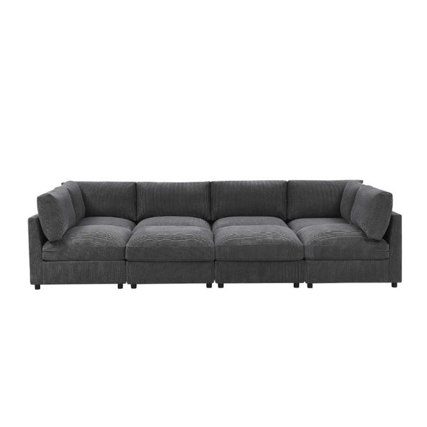 English Elm Corduroy Ribbed Modular Sectional Sofa with Reversible Chaise for Living Rooms Dark Gray B2748S00232