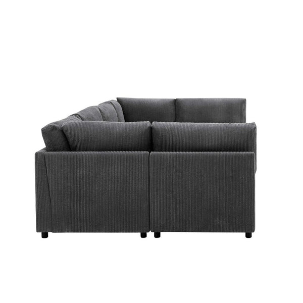 English Elm Corduroy Ribbed Modular Sectional Sofa with Reversible Chaise for Living Rooms Dark Gray B2748S00232