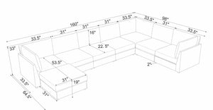 English Elm Corduroy Modular Sectional with Reversible Chaise and Ribbed Texture for Living Room Dark Gray B2748S00233
