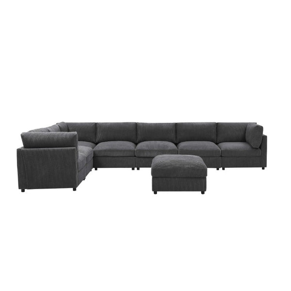 English Elm Corduroy Modular Sectional with Reversible Chaise and Ribbed Texture for Living Room Dark Gray B2748S00233
