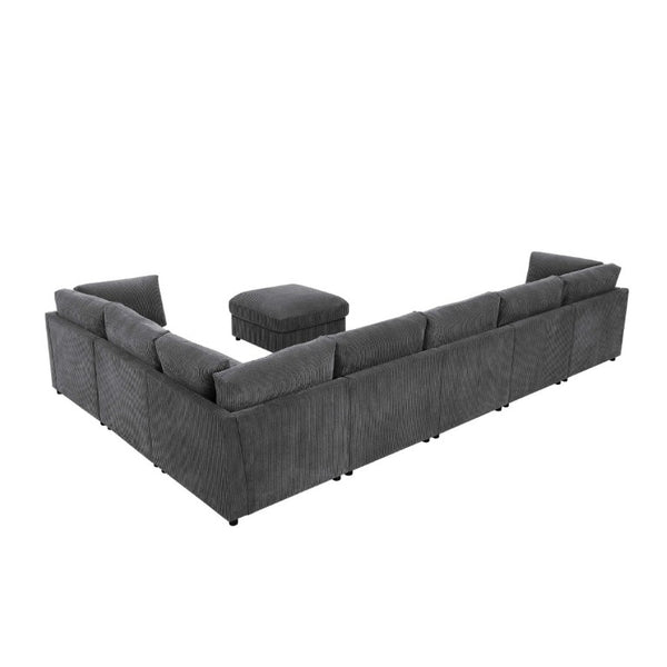 English Elm Corduroy Modular Sectional with Reversible Chaise and Ribbed Texture for Living Room Dark Gray B2748S00233