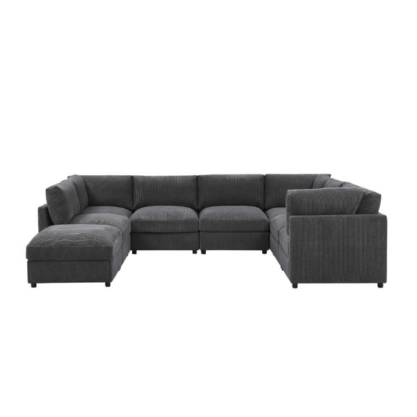English Elm Corduroy Modular Sectional with Reversible Chaise and Ribbed Texture for Living Room Dark Gray B2748S00233