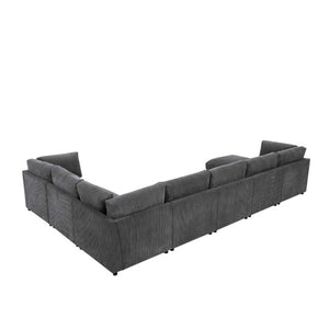 English Elm Corduroy Modular Sectional with Reversible Chaise and Ribbed Texture for Living Room Dark Gray B2748S00233