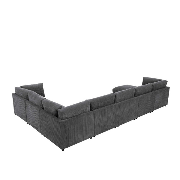 English Elm Corduroy Modular Sectional with Reversible Chaise and Ribbed Texture for Living Room Dark Gray B2748S00233