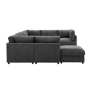 English Elm Corduroy Modular Sectional with Reversible Chaise and Ribbed Texture for Living Room Dark Gray B2748S00233