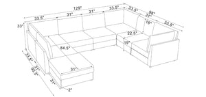 English Elm Corduroy Modular Sectional with Reversible Chaise and Ribbed Texture for Living Room Dark Gray B2748S00233
